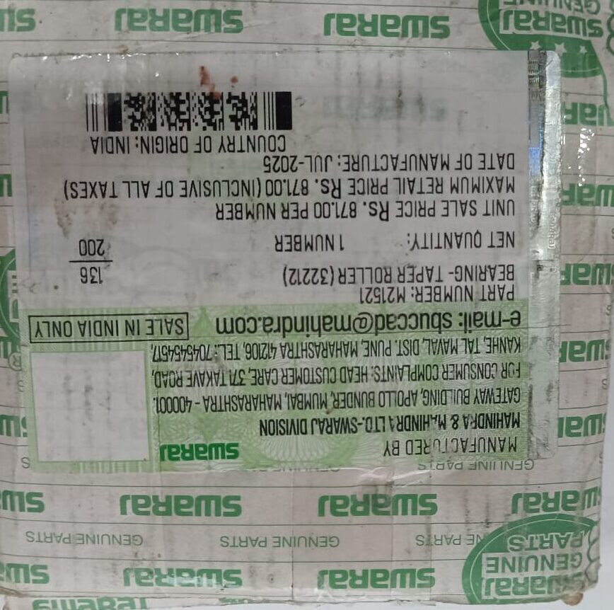 swaraj axle bearing 32212