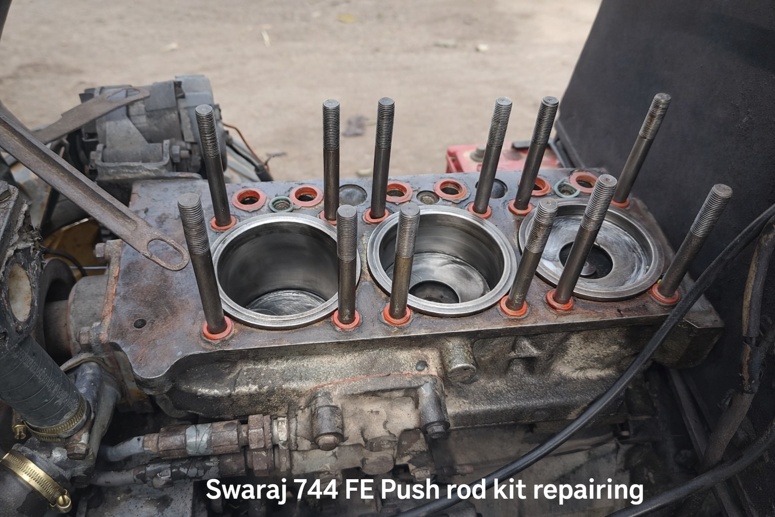Swaraj 744 FE push rod kit repairing. Swaraj tractor repairing.